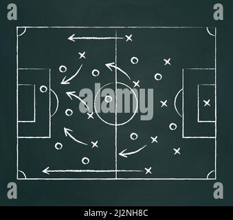 Sfondo scuro della tavola con tattiche di calcio - illustrazione vettoriale Illustrazione Vettoriale