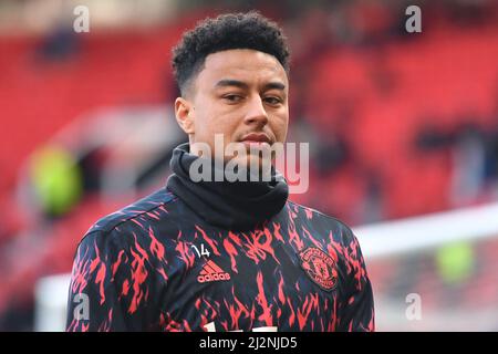 Jesse Lingard del Manchester United durante la partita della Premier League a Old Trafford, Greater Manchester, Regno Unito. Data foto: Sabato 2 aprile 2022. Il credito fotografico dovrebbe leggere: Anthony Devlin Foto Stock