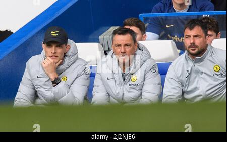 Londra, Regno Unito. 02nd Apr 2022. 02 Aprile 2022 - Chelsea contro Brentford - Premier League - Stamford Bridge Thomas Tuchel durante la partita contro Brentford. Picture Credit : Credit: Mark Pain/Alamy Live News Foto Stock