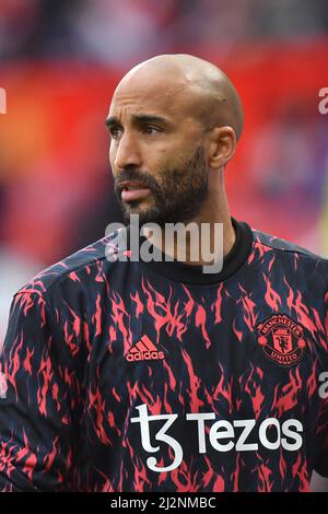 Il portiere del Manchester United Lee Grant durante la partita della Premier League a Old Trafford, Greater Manchester, Regno Unito. Data foto: Sabato 2 aprile 2022. Il credito fotografico dovrebbe leggere: Anthony Devlin Foto Stock