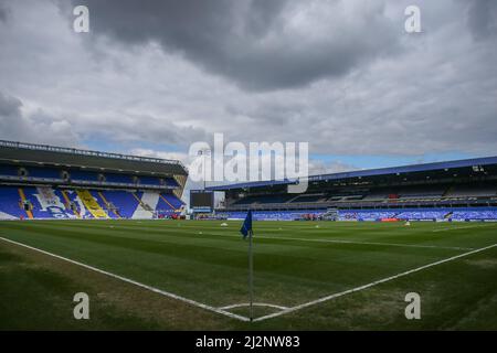 Birmingham, Regno Unito. 03rd Apr 2022. General view Inside St Andrews home of Birmingham City in Birmingham, Regno Unito on 4/3/2022. (Foto di Gareth Evans/News Images/Sipa USA) Credit: Sipa USA/Alamy Live News Foto Stock