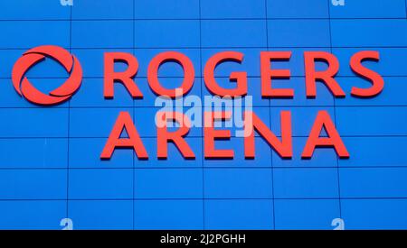 Rogers Arena Vancouver sede del Vancouver Canucks NHL Hockey Team Arena Sign Foto Stock