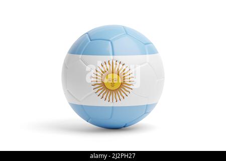 Pallone da calcio con i colori della bandiera argentina. 3d illustrazione. Foto Stock