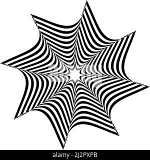 Elemento vettoriale ottico, visivo, op-art. Forma astratta e contorta geometrica in bianco e nero. Illustrazione vettoriale di stock, grafica clip-art Illustrazione Vettoriale