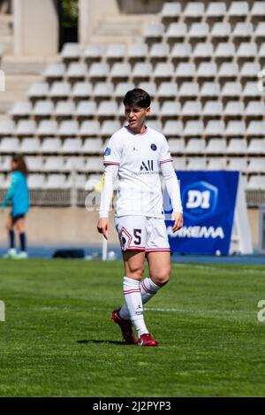 ELISA De Almeida di Parigi Saint Germain durante il campionato francese femminile, D1 incontro di calcio Arkema tra Paris FC e Paris Saint-Germain il 3 aprile 2022 allo stadio Sebastien Charlety di Parigi, Francia - Foto: Antoine Massinon/DPPI/LiveMedia Foto Stock