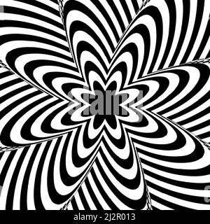 Elemento vettoriale ottico, visivo, op-art. Forma astratta e contorta geometrica in bianco e nero. Illustrazione vettoriale di stock, grafica clip-art Illustrazione Vettoriale