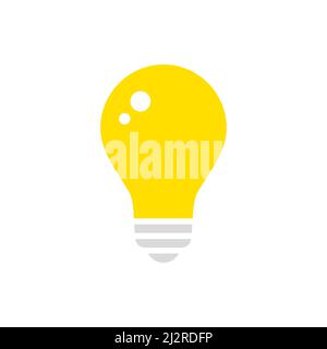 Icona lampada piatta. Lampadina a cartone animato. Simbolo dell'idea. Vettore isolato su bianco. Illustrazione Vettoriale
