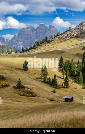 Prato Piazza e Monte Cristallo, Dolomiti, alpi italiane Foto Stock