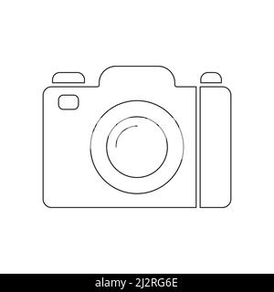 Icona della fotocamera. Fotocamera da studio per fotografo simbolo contorno. Vettore isolato su bianco. Illustrazione Vettoriale