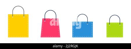 Pacchetto per gli acquisti. Shopping borse collezione colorata. Vettore isolato su bianco Illustrazione Vettoriale