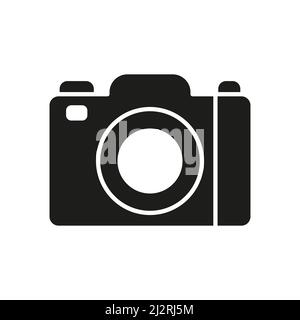 Icona della fotocamera. Fotocamera da studio per fotografo simbolo contorno. Vettore isolato su bianco. Illustrazione Vettoriale