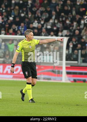 Torino, Italia. 03rd Apr 2022. Massimiliano Irratti, arbitro durante Juventus FC vs Inter - FC Internazionale, Serie italiana di Calcio A match a Torino, Italy, April 03 2022 Credit: Independent Photo Agency/Alamy Live News Foto Stock