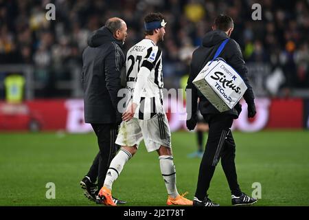 Torin, Italia. 03rd Apr 2022. Manuel Locatelli (Juventus) durante la partita italiana 'srie A' tra Juventus 0-1 Inter allo Stadio Allianz il 3 aprile 2022 a Torino. (Foto di Maurizio Borsari/AFLO Credit: AFLO Co. Ltd./Alamy Live News Foto Stock