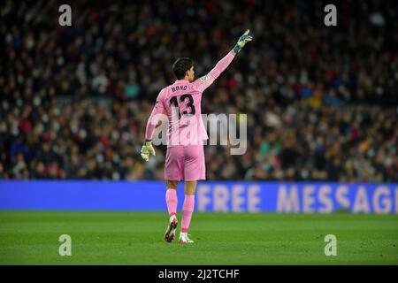 Barcelona,Spain.3 April,2022. Bono (1) portiere del Sevilla FC durante la partita spagnola la Liga tra il FC Barcelona e il Sevilla FC a Camp Nou Stad Foto Stock