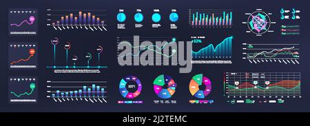 Elementi infografici mockup per app, dashboard, UI, UX, KIT Illustrazione Vettoriale