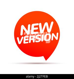 Nuova versione migliorata. Nuova icona del banner etichetta, aggiornare la nuova versione del badge rosso vettoriale Illustrazione Vettoriale