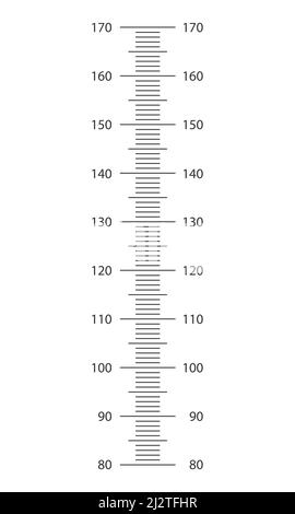 Scala da 80 a 170 cm. Modello grafico altezza bambini per adesivi di crescita parete isolati su sfondo bianco. Illustrazione grafica vettoriale. Illustrazione Vettoriale