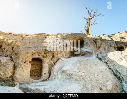 Antica dimora indiana a Tsankawi - una parte del Monumento Nazionale di Bandelier nel New Mexico Foto Stock