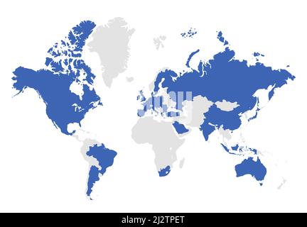 Infografica sui paesi della mappa mondiale del G20. Arabia Saudita Turchia Brasile paesi europei del G20 Illustrazione Vettoriale