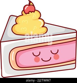 Kawaii icona torta Illustrazione Vettoriale