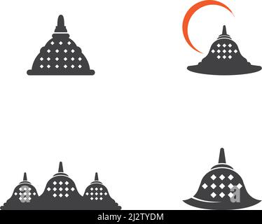 Stupa tempio logo flat design vettore Illustrazione Vettoriale