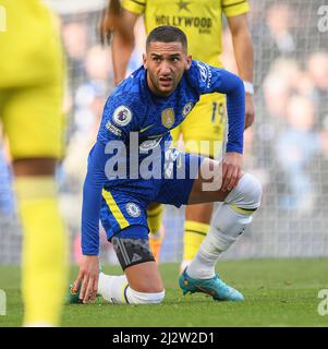 02 Aprile 2022 - Chelsea / Brentford - Premier League - Stamford Bridge Hakim Ziyech durante la partita contro Brentford. Picture Credit : © Mark Pain / Alamy Live News Foto Stock