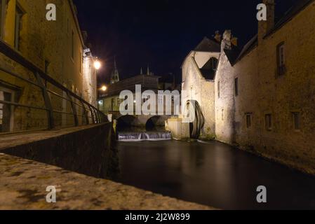 Bayeux mulino notte vista lunga esposizione Foto Stock