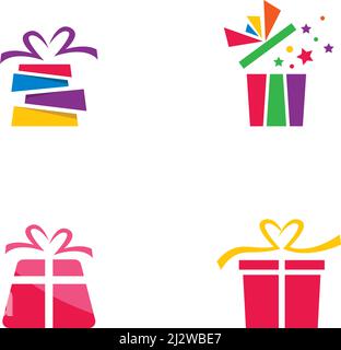 Confezione regalo, logo del negozio di articoli da regalo, design Vector Illustrazione Vettoriale