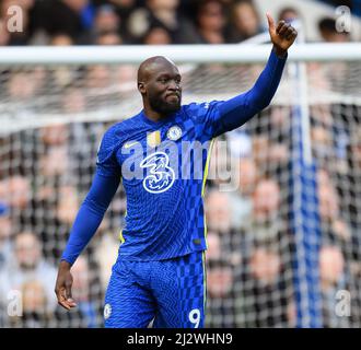 02 Aprile 2022 - Chelsea / Brentford - Premier League - Stamford Bridge Romelu Lukaku durante la partita contro Brentford. Picture Credit : © Mark Pain / Alamy Live News Foto Stock