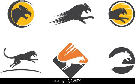 Modello di illustrazione vettoriale per il disegno del logo Puma, Panther, Tiger o leopard Illustrazione Vettoriale