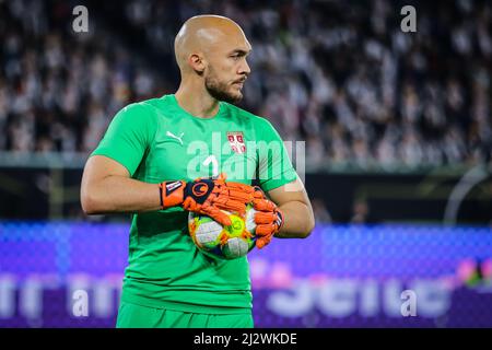Wolfsburg, Germania, 20 marzo 2019: Ritratto del portiere serbo Marko Dmitrovic durante la partita internazionale amichevole tra Germania e Serbia Foto Stock