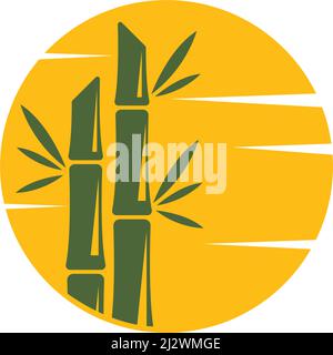 Bambù albero logo ilustration modello vettoriale Illustrazione Vettoriale