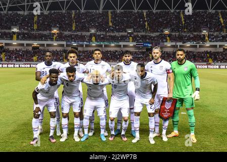 SAN JOSE, Costa Rica: La squadra degli Stati Uniti prima della vittoria 2-0 del Costa Rica sopra gli Stati Uniti nei qualificatori della Coppa del mondo FIFA CONCACACAF il 30 marzo 2022, a San Jo Foto Stock