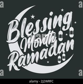 Ramadan Blessing Month ramadan tshirt design template file vettoriale. Maglietta Ramadan Kareem Illustrazione Vettoriale