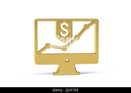 Golden 3D icona di analisi finanziaria isolato su sfondo bianco - 3D rendering Foto Stock