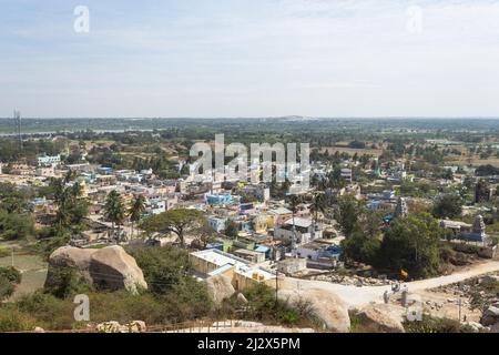 Bella vista Avani Village, da Avani Betta, Kolar, Karnataka, India Foto Stock