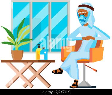 Uomo d'affari che indossa maschera facciale protettiva Vector Illustrazione Vettoriale