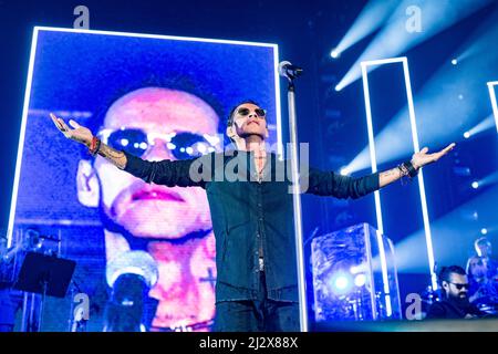 Marc Anthony si esibisce durante il suo concerto di palla Voy presso il centro HEB il 3 aprile 2022 a Cedar Park, Texas. (Foto di Maggie Boyd/Sipa USA) Foto Stock