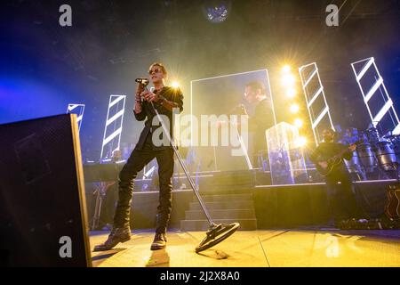 Marc Anthony si esibisce durante il suo concerto di palla Voy presso il centro HEB il 3 aprile 2022 a Cedar Park, Texas. (Foto di Maggie Boyd/Sipa USA) Foto Stock