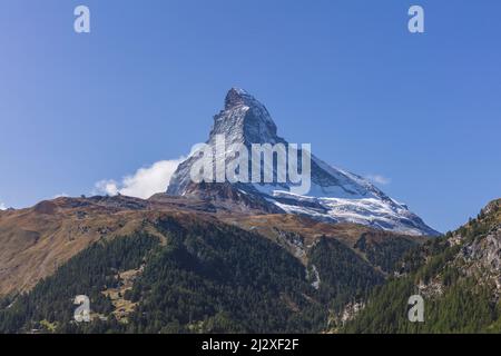 Monte Cervino visto da Zermatt, Wallis, Svizzera Foto Stock