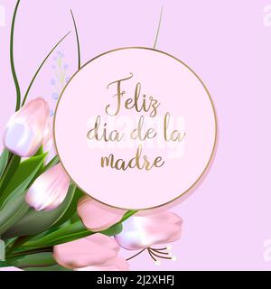 Festa della mamma in Spagna. Traduzione dallo spagnolo: Giornata della mamma felice. Banner natalizio per mamma. Illustrazione vettoriale. Illustrazione Vettoriale