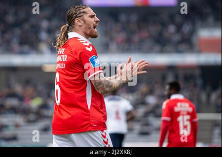 Aarhus, Danimarca,.03rd, aprile 2022. Raul Albentosa (6) di Vejle visto durante la partita Superliga del 3F tra Aarhus GF e Vejle Boldklub al Ceres Park di Aarhus. (Photo credit: Gonzales Photo - Morten Kjaer). Foto Stock