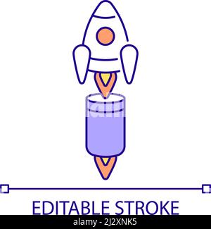 Icona a colori RGB Rocket riutilizzabile Illustrazione Vettoriale