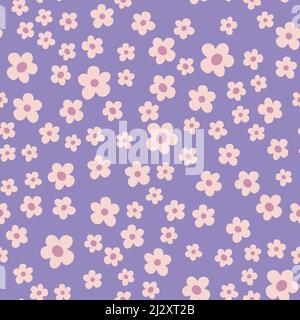 Splendido motivo floreale senza giunture con fiori. Design senza fine con delicati fiori selvatici per la stampa e la decorazione. Sfondo botanico ripetibile Illustrazione Vettoriale