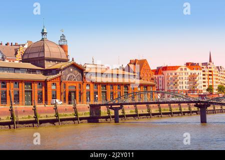 Hamburger Fischmarkt mercato del pesce ad Amburgo, Germania Foto Stock