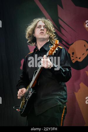 Dave McCabe, The Zutons, V2005, Hylands Park, Chelmsford, Essex, Gran Bretagna - 20 agosto 2005 Foto Stock