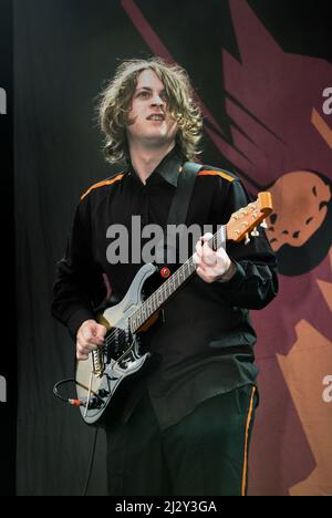 Dave McCabe, The Zutons, V2005, Hylands Park, Chelmsford, Essex, Gran Bretagna - 20 agosto 2005 Foto Stock