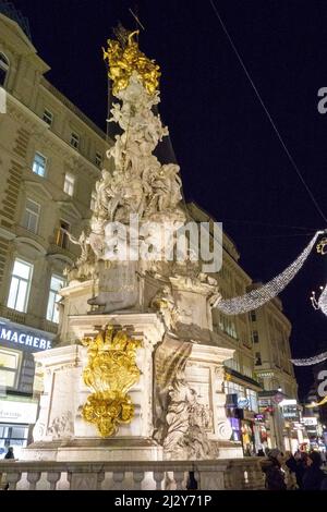 La colonna di Pest on Graben, Vienna, Austria, 10 dicembre 2019. Foto Stock