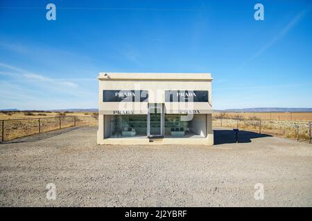 Prada Marfa Shoe Store Art Installation, Marfa Texas, Presidio County Foto Stock