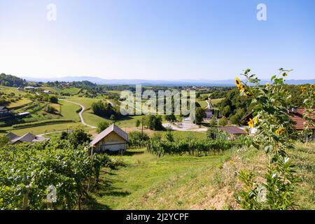 Dolnji Suhor pri Metliki, Paesaggio del Bela Krajina vicino a Metlika Foto Stock